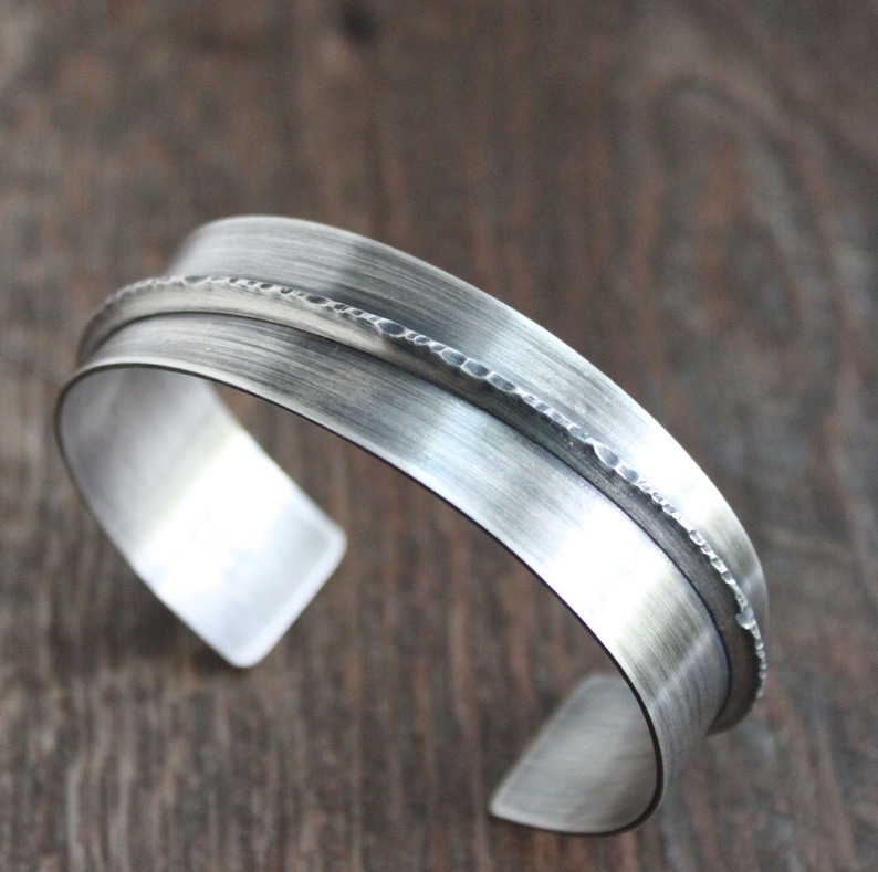 Mens Unique Wide Sterling Silver Cuff Bracelet