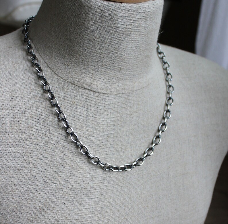 Mens Large Link Sterling Silver Cable Chain Necklace Etsy