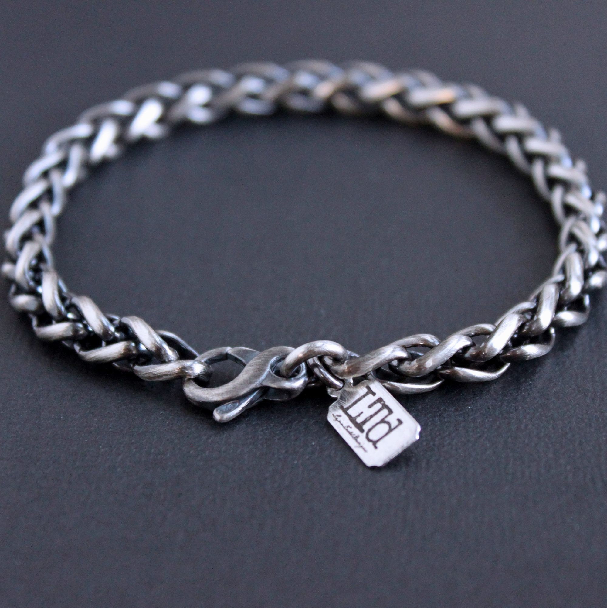 Heavy Stainless Steel Square Curb Wheat Chain Link Bracelet Men's Bangle Silver 
