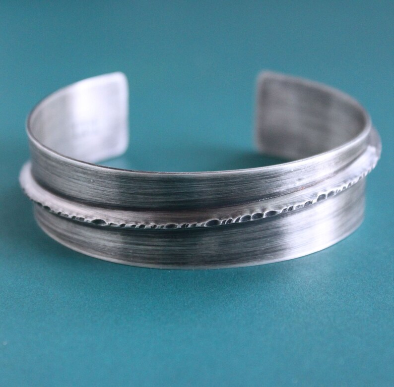 Mens Unique Wide Sterling Silver Cuff Bracelet
