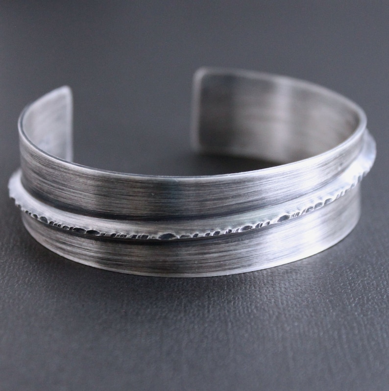 Mens Unique Wide Sterling Silver Cuff Bracelet