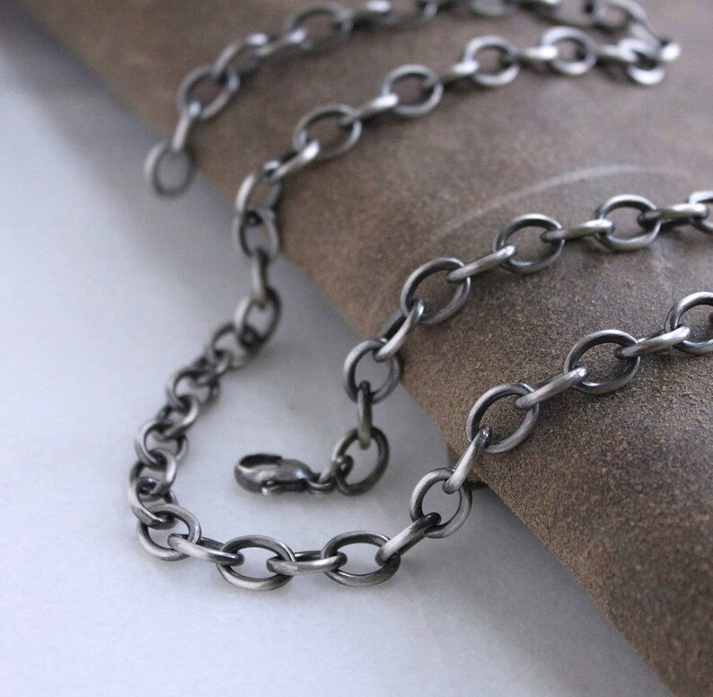 Mens Large Link Sterling Silver Cable Chain Necklace Etsy