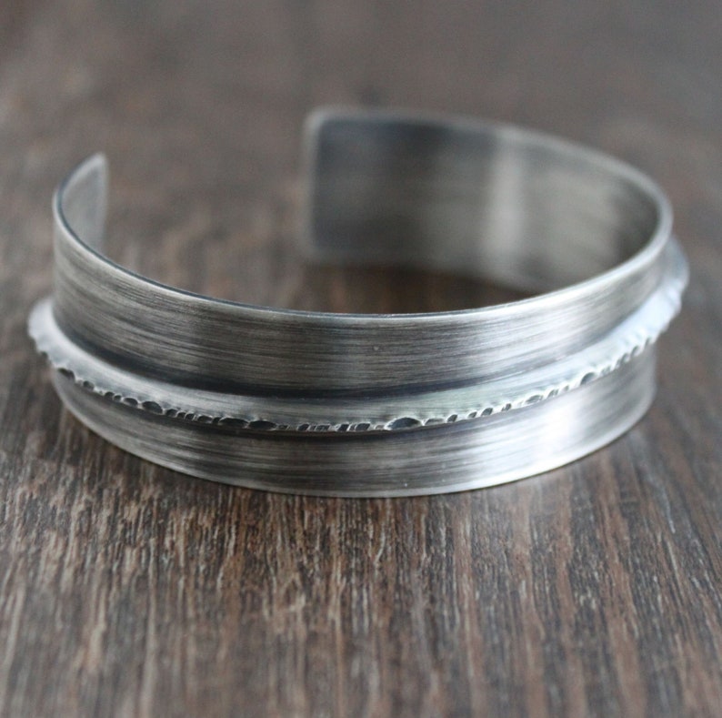 Mens Unique Wide Sterling Silver Cuff Bracelet