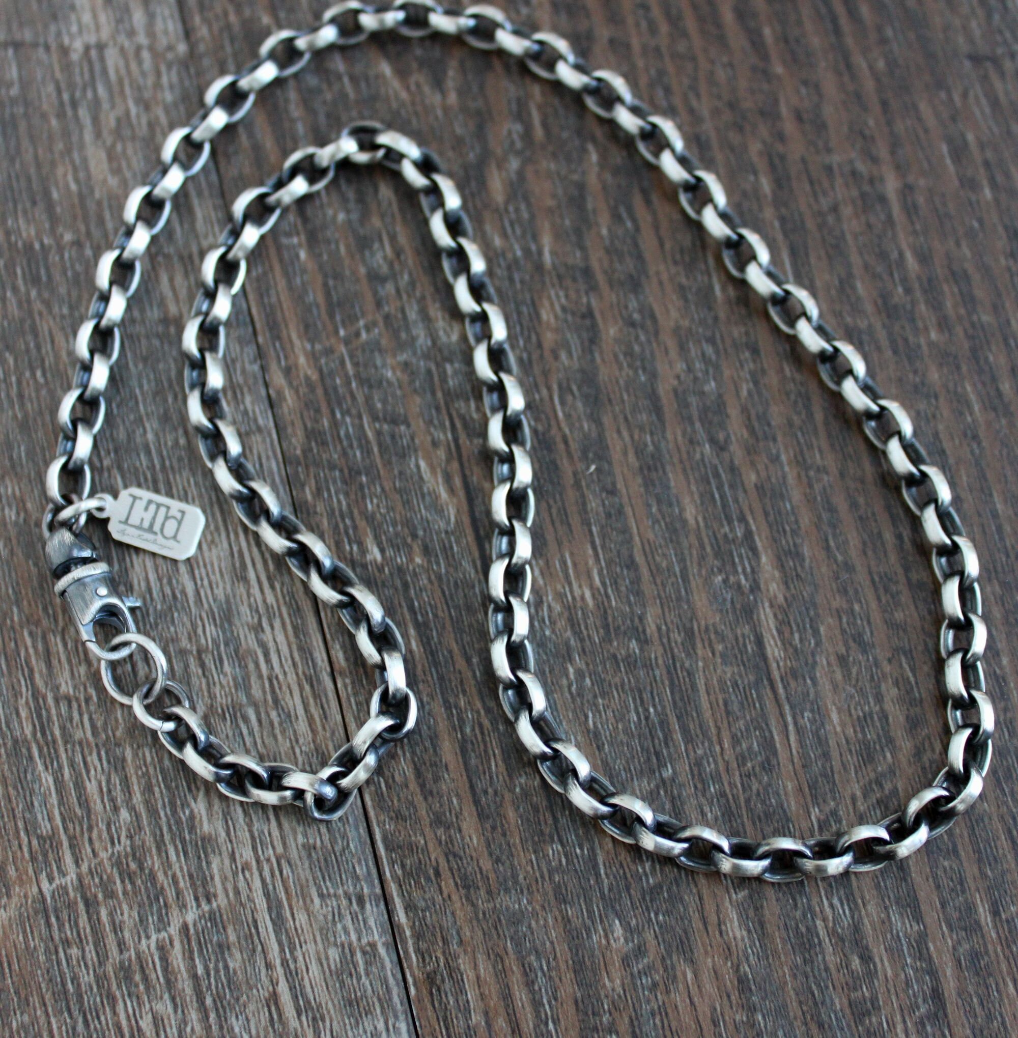 Mens Heavy Oval Rolo Chain Sterling 