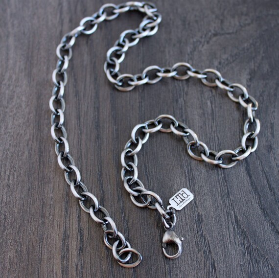 Mens Large Link Cable Chain Necklace Sterling Silver - Etsy