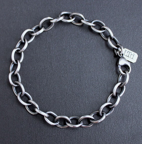 Men's Titanium Long Black Cable Link Bracelet