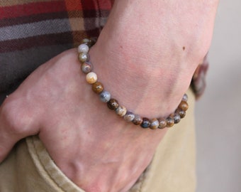 Mens Adjustable 6mm Bead Bracelet, Pietersite Stone