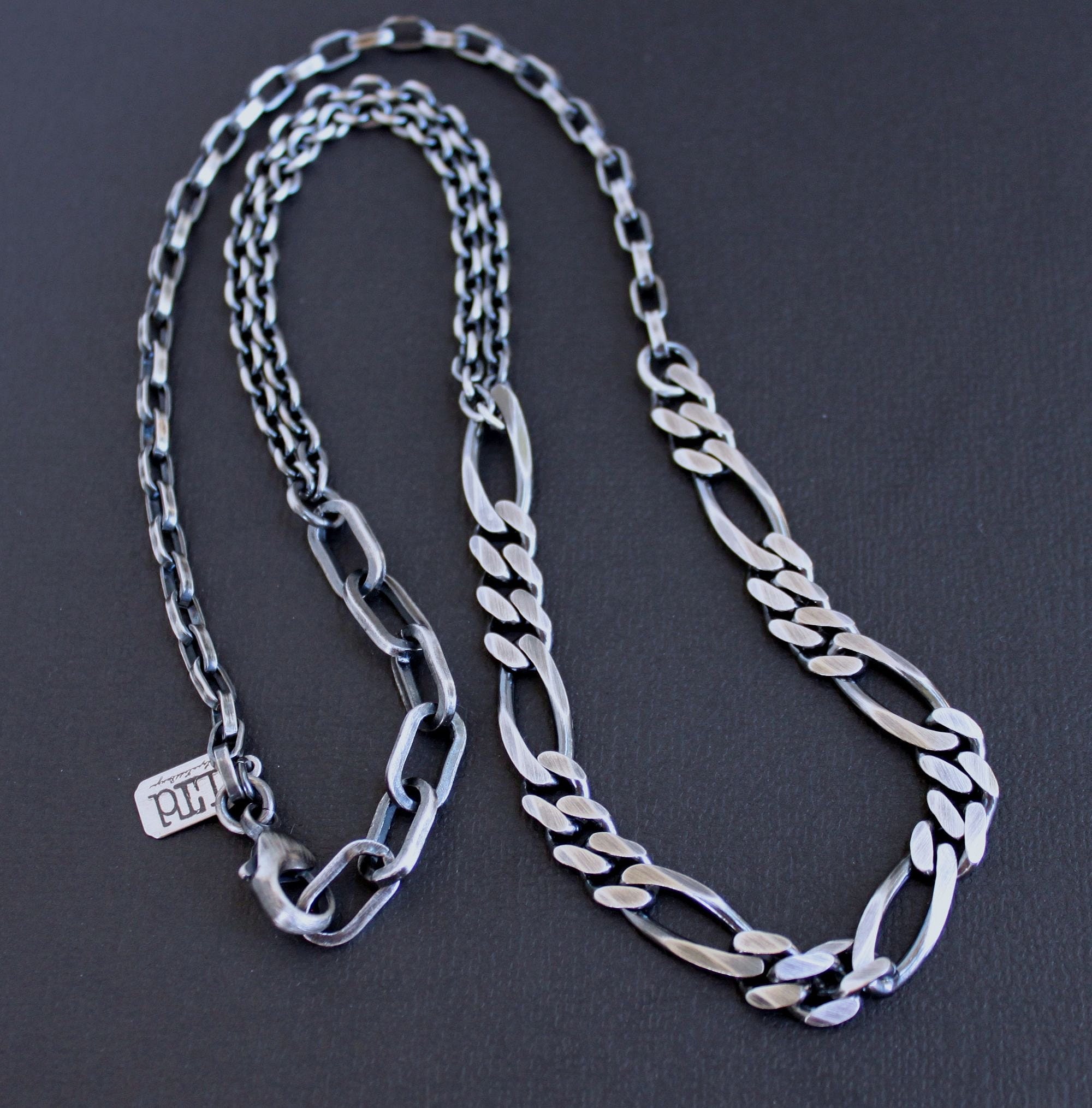 Mens Gold Dog Tag Necklace Unique Silver Pendant, Dog Tag Necklace