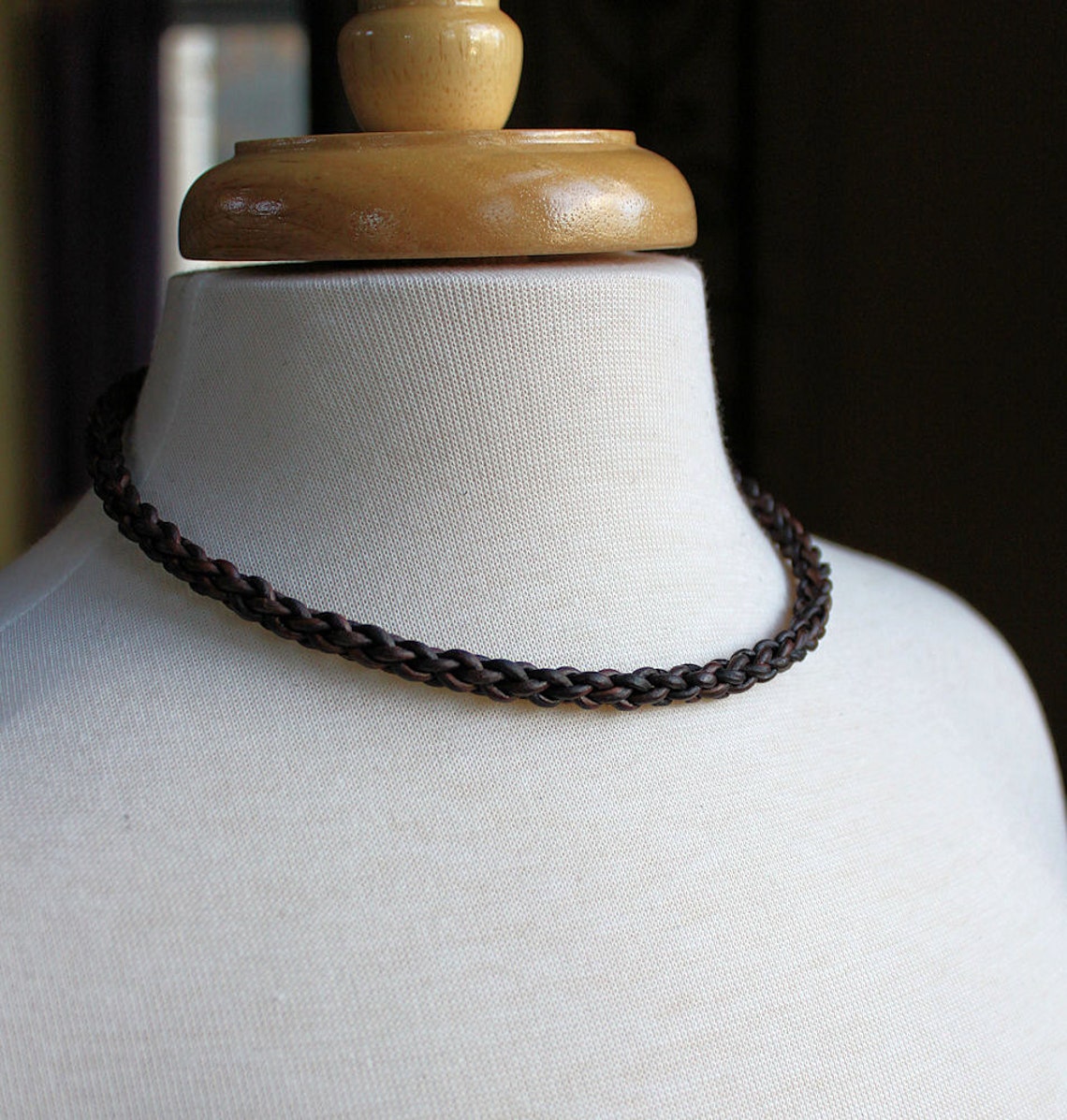 Mens Brown Leather Necklace Thick Braided Cord Sterling Silver Etsy