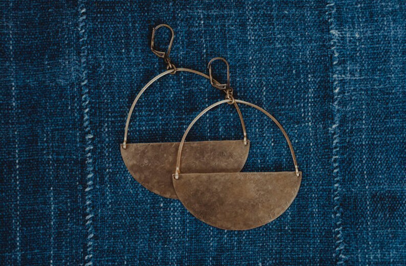 Shield Earrings Solera Light Weight Brass Ear Adornments Etsy