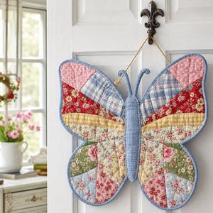 Butterfly Door Hanger Pattern PDF | Quilted Patchwork | Farmhouse Decor | Beginner Sewing Tutorial | DIY Nursery Gift | Instant Download