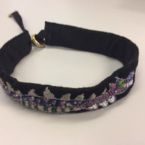 Purple Dragon hand embroidered wool choker