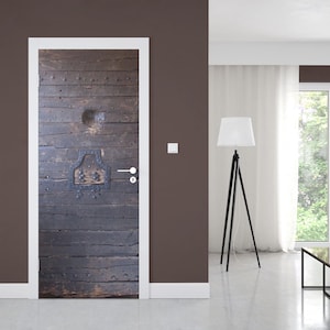 Vintage Door Mural, Rustic Door Decal, Wall Sticker, Home Decor, Office Decor