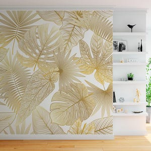 Goldblätter Wandpapier, Elegante Themed Abnehmbare, Schälen und Aufkleben Tapeten für Wohnkultur