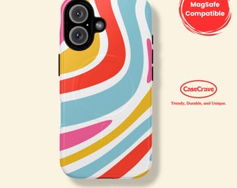 Retro Wavy Y2K Groovy Swirl iPhone Case Colorful Abstract Aesthetic for iPhone 15 14 13 12 11 Pro Max Cute Trendy Protective Gift for Her