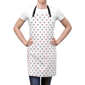 July 4th BBQ Apron, Red White and Blue - Patriotic Coconut Tree Design Gift for Him or Her, Tropical Grilling Kitchen Apron USA