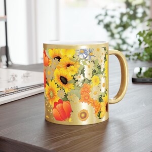 Vibrant Floral Metallic Mug - Perfect for Garden Lovers, Birthday Gifts, Home Décor, Mother&#39;s Day, Coffee & Tea Enthusiasts