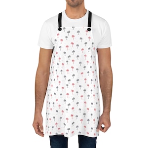 Red White and Blue Palm Tree Apron - Patriotic Tropical Cooking Gift for Men and Women, 4th of July BBQ Kitchen Accessory