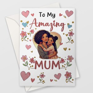 Postales de bellas artes del Reino Unido para el Día de la Madre con motivos étnicos negros, lindas tarjetas de felicitación con motivos florales, ideas de regalos para mamás, diseños conmovedores