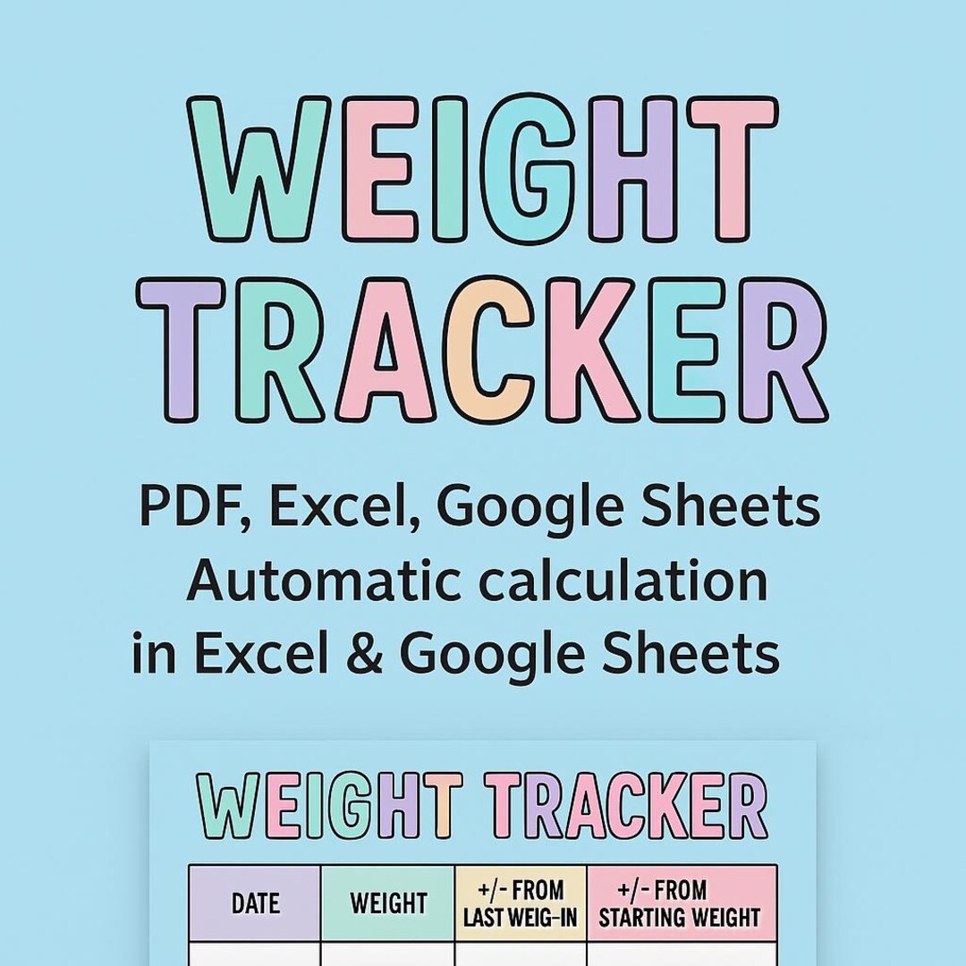Weight Tracker | Pdf,excel,google Sheets | Automatic Calculation - Etsy