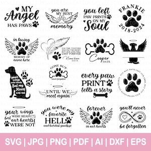 Pet memorial svg bundle, In loving memory svg, Pet remembrance svg, Dog memorial svg, Angel wings svg, Memorial day svg, Cricut files