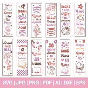 Bookmark svg bundle, Bookmark png bundle, Book lovers svg, Bookmark quotes svg, Floral bookmark png, Bookmark svg cricut