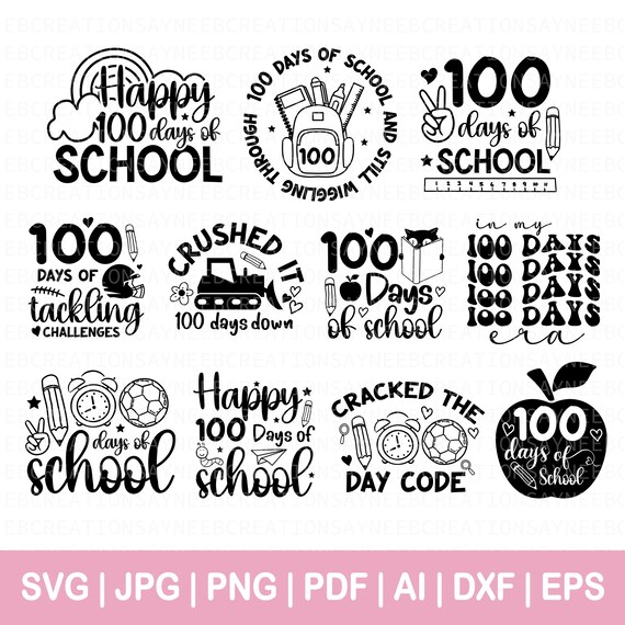 100 Days of School SVG Bundle, Teacher Cricut Files (Digital Download)