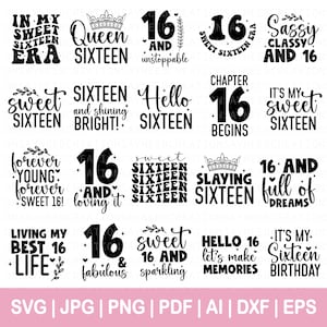 Sweet sixteen svg, 16th birthday svg, Sweet 16 png, Birthday girl svg, Cricut files