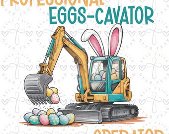 Eggscavator Easter PNG – Construction Bunny, Toddler Boys (Digital Download)