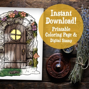 Fairy Door Printable Digital Stamp Coloring Page - Etsy
