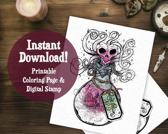 Love Potion No 9 - Printable Coloring Page + Digital Stamp + Digital Art Print