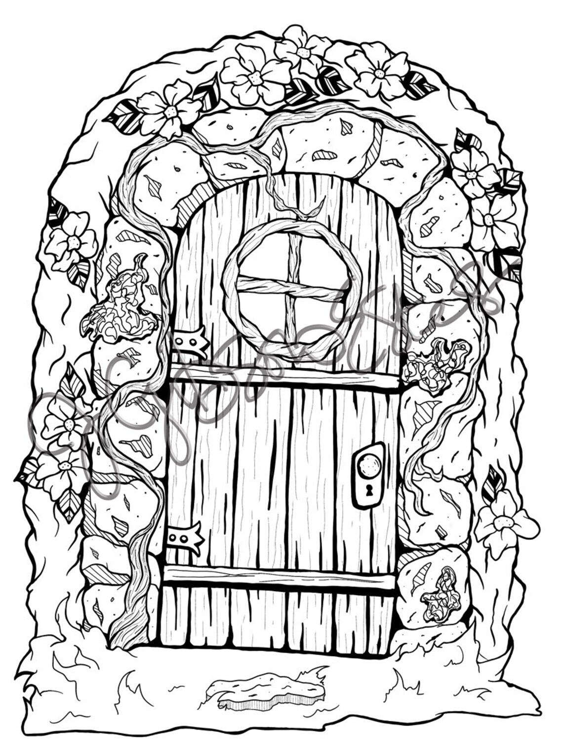 Fairy Door Printable Digital Stamp Coloring Page | Etsy