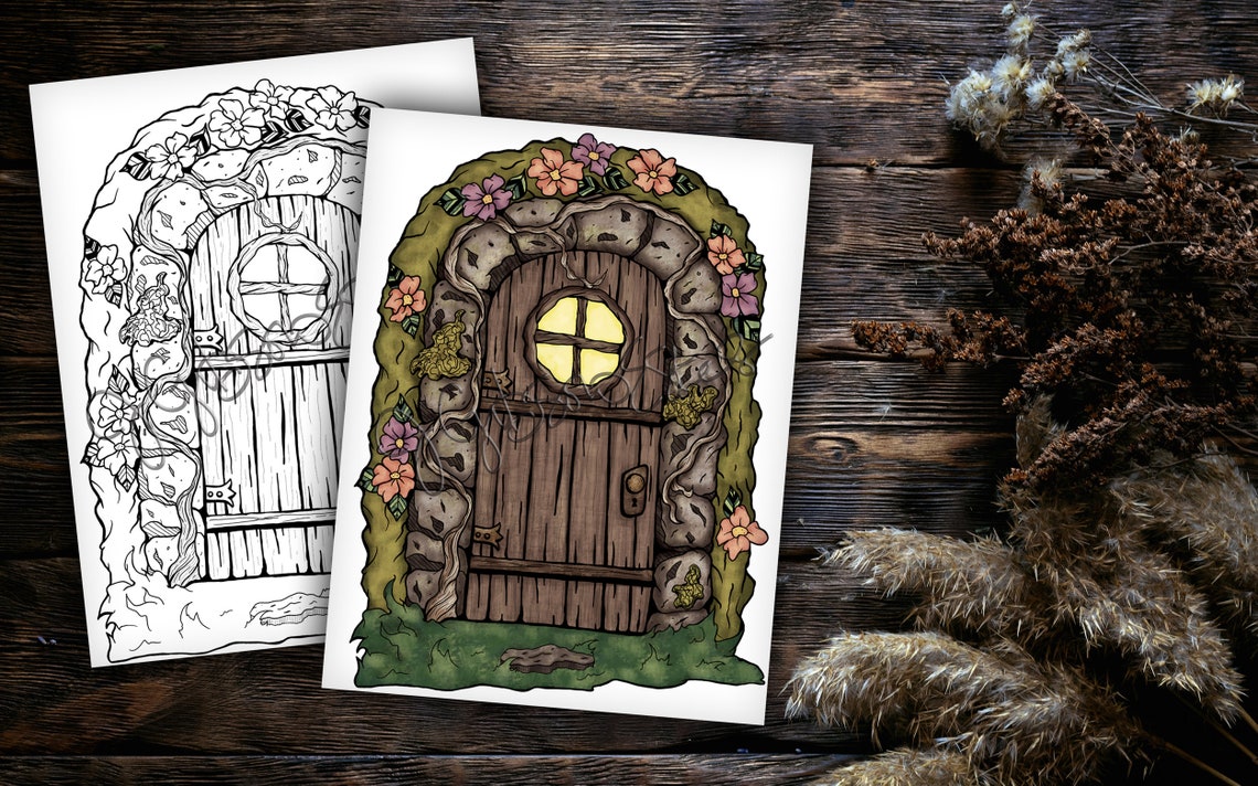 Fairy Door Printable Digital Stamp Coloring Page | Etsy