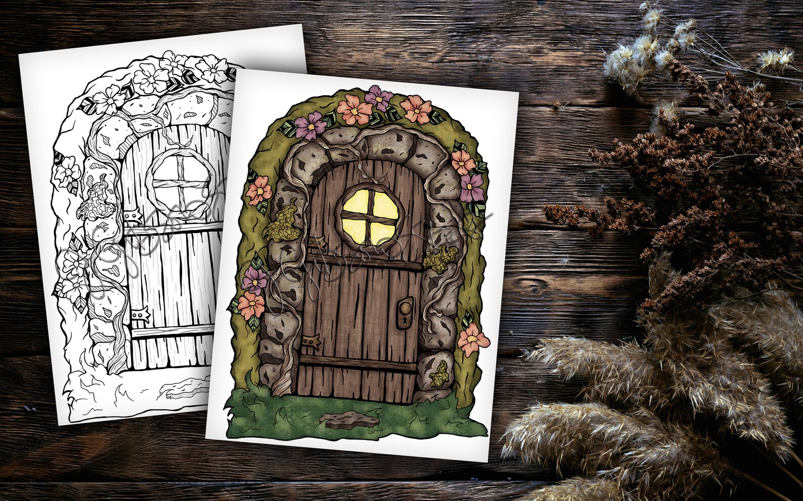 Fairy Door Printable Digital Stamp Coloring Page | Etsy