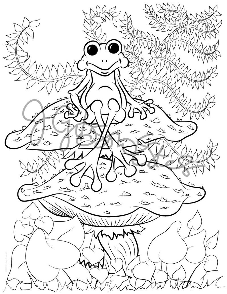 Toad Stool Printable Coloring Page / Digital Stamp Toad - Etsy