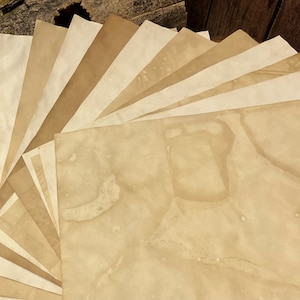 Coffee Dyed and Tea Stained Paper Packs | Aged Paper | Hand Dyed Paper Packs for Paper Crafting, Journals, and Grimoires