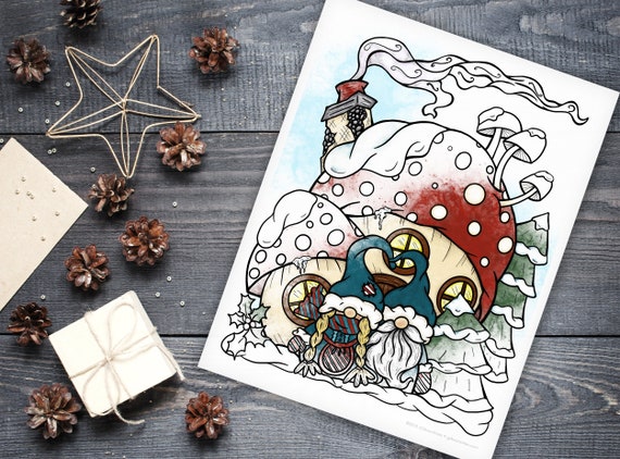 Gnome for the Holidays  Printable Christmas Coloring Page