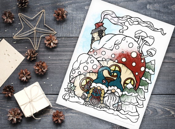 Gnome for the Holidays Printable Christmas Coloring Page