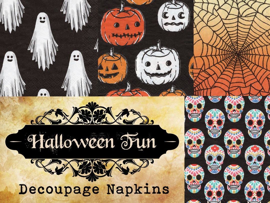 Halloween Decoupage Napkins Cute Fun Halloween Designs Etsy
