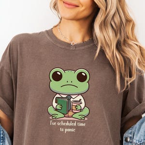 Funny Frog Shirt Comfort Colors, Health Humor Tee, Cute Frog Anxiety T-Shirt, Frogcore Gen Z Humor Tee, Frog Meme Cozycore Introvert Outfit