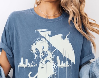 T-shirt graphique manga mélancolie, chemise garçon anime triste, T-shirt streetwear couleurs confort, cadeau émotionnel pour fan d'anime, cadeau Otaku, manga japonais
