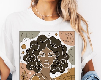 Koszulka z grafiką „African Queen”, koszulka „Sistas Afro American”, koszulka z czarną historią, koszulka „Comfort Colors Melanin”, prezent dla dziewczyny o brązowej skórze, afrocentryczny