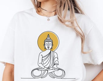 Buddhist T-Shirt, Zen Shirt, Meditative Buddha, Mindfulness Shirt, Sitting Buddha, Enlightenment Gift For Yogi, Peace Tee, Spiritual Gift