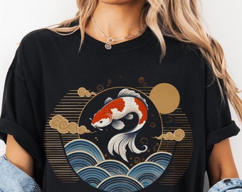 Vintage Koi Fish, Japanese Fish Shirt, Japanese Street Wear, Koi Fish Shirt, Luck Shirt, Comfort Colors, Boho Graphic Tee, Japanische Welle