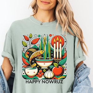 Happy Nowruz T-Shirt, Sofreh Haft Seen, Norooz Shirt, Nowruz Gift, Persian Tradition, Persian Friend Gift, New Years Shirt, Persian Symbols