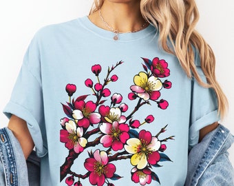 Camiseta de flor de cerezo, camiseta de flor de sakura, árbol de sakura, naturaleza de flores, camiseta de flor de cerezo, camiseta de sakura, atuendo de sakura, árbol de flor de cerezo