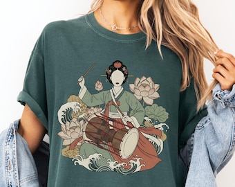 Chemise coréenne Janggu, T-shirt de tambour traditionnel coréen, T-shirt de la culture coréenne aux couleurs confort, Batteries de Pungmul Buk, T-shirt cadeau héritage coréen