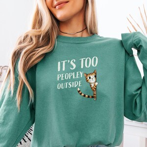 Manches longues chat « Trop populaire » couleurs confort, T-shirt introverti, T-shirt anti-social rigolo, Cadeau douillet pour amoureux des chats, Vêtements esthétiques génération Z