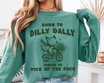 Camiseta Dilly Dally Fox, estética de la Generación Z, camisa extragrande con colores cómodos, ambiente relajado, regalo sarcástico y divertido, camiseta Foxcore