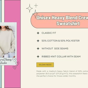 Pode incluir: Camisola unissexo de gola redonda Heavy Blend cor creme. A camisola &eacute; feita de uma mistura de 50% algod&atilde;o e 50% poli&eacute;ster. Apresenta um corte cl&aacute;ssico, sem costuras laterais e uma gola canelada com costura. A camisola Gildan 18000 &eacute; mostrada.